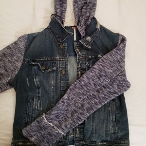 Free People Denim Sweatshirt Jacket